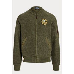 Mens Polo Ralph Lauren Fleece Bomber Jacket Mojave Desert OD Large $298 msrp NWT